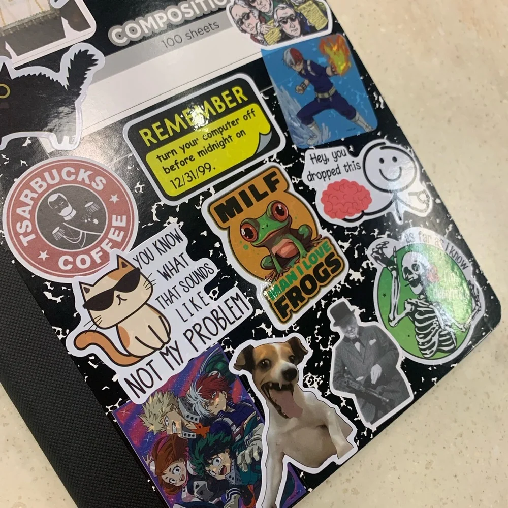 Brand New Sticker-Covered Composition Notebook. One-of-a-Kind
